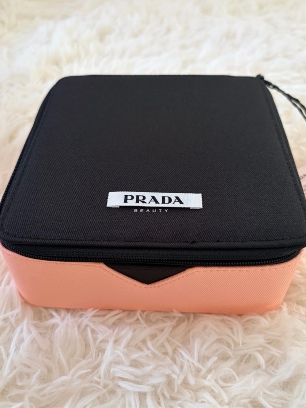 Prada Black and Peach Cosmetic Travel Case
